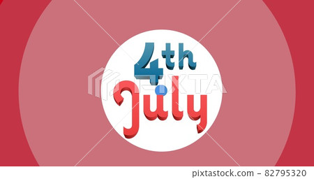 Digitally generated image of happy independence day text over round banner against pink background 82795320