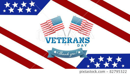 Composition of veterans day text over american flag 82795322