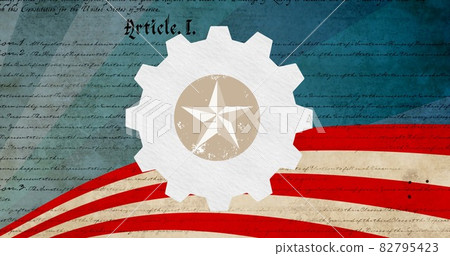 Star design over over setting icon against american constitution text in background 82795423