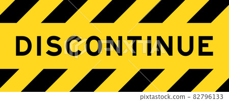 Yellow and black color with line striped label banner with word discontinue 82796133