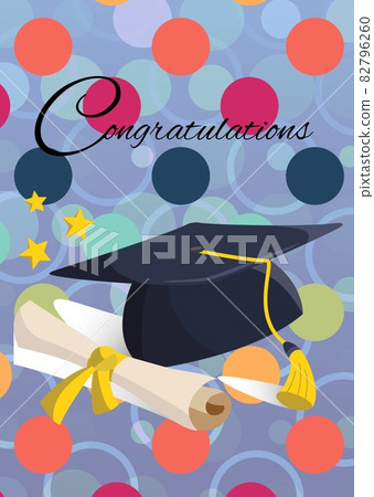 Congratulation text and graduation hat and degree icons against abstract shapes on purple background Congratulation text and graduation hat and degree icons against abstract shapes on purple background 82796260