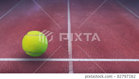 Composition of tennis ball with copy space on tennis court Composition of tennis ball with copy space on tennis court 82797162