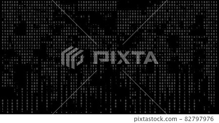 Digitally generated image of binary coding data processing against black background 82797976