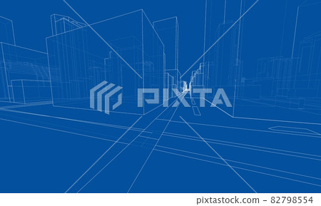Vector 3d urban landscape. Buildings and roads - Stock Illustration ...
