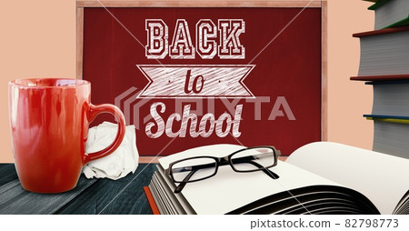 Composition of back to school text and school items Composition of back to school text and school items 82798773
