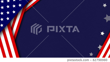 Image of white stars flickering and American flag surround moving on blue background. 82798980