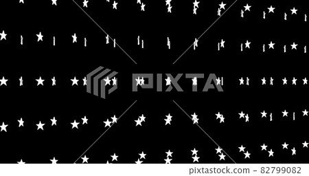 Image of multiple rows of white stars of American flag moving on black background. Image of multiple rows of white stars of American flag moving on black background. 82799082