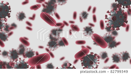 Image of macro Coronavirus Covid-19 cells floating in a vein. 4k 82799349