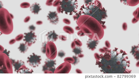 Image of macro Coronavirus Covid-19 cells floating in a vein. 4k 82799369