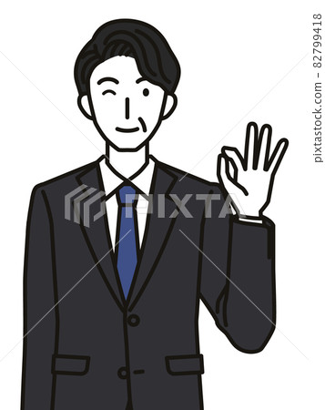 OK 姿勢的中年男性僱員 82799418