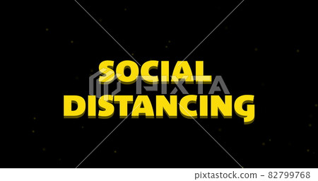 Social distancing text dissolving against blue background 82799768