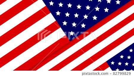 Image of American flag revealing silhouette of Statue of Liberty and rows of stars on blue backg 82799829