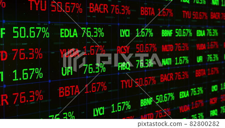 Stock market data processing against black background 82800282