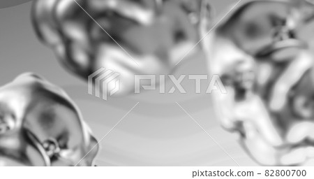 Molten metallic grey organic shapes emerging and moving on a grey wavy background 82800700