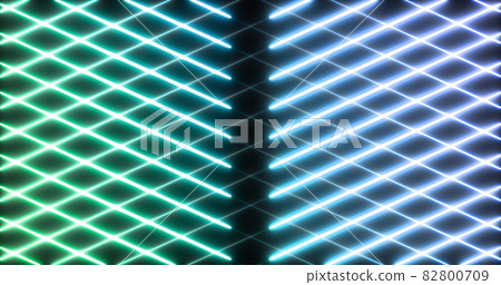 Image of glowing neon blue and green mesh moving on seamless loop on black background 82800709