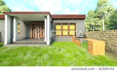 A garden with a pond 82800740