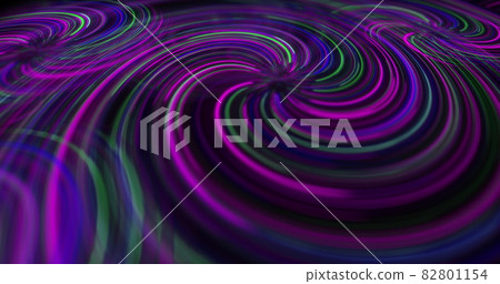 Spiral of moving purple and green glowing neon lines 82801154