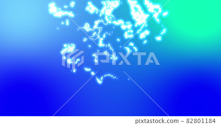 Glowing white bundle of electrical current falling across blue and green background 82801184