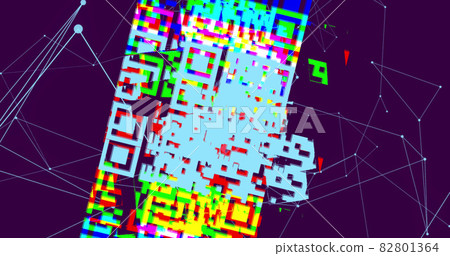 QR code scanner over network of connections against blue background QR code scanner over network of connections against blue background 82801364