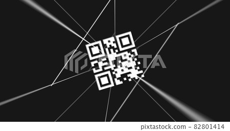 QR code scanner and spinning lines against black background QR code scanner and spinning lines against black background 82801414