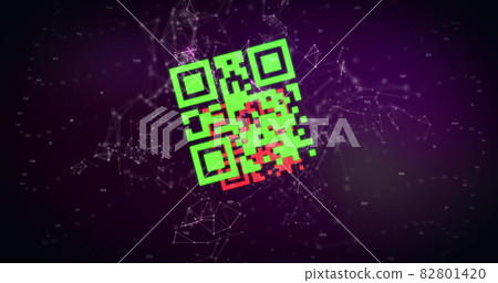 QR code scanner against network of connections QR code scanner against network of connections 82801420