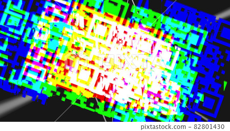 QR code scanner and spinning lines against black background QR code scanner and spinning lines against black background 82801430