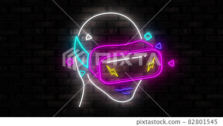 Neon Gaming icons on black background 4k Neon Gaming icons on black background 4k 82801545