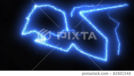 Blue lightning bolts of electrical current moving wildly across a black background Blue lightning bolts of electrical current moving wildly across a black background 82801548