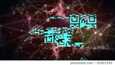 QR code scanner against network of connections QR code scanner against network of connections 82801589