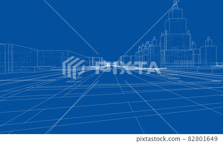 Vector lines buildings and city roads, town design Vector lines buildings and city roads, town design 82801649