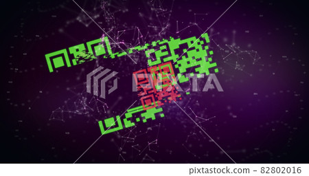 QR code scanner against network of connections QR code scanner against network of connections 82802016