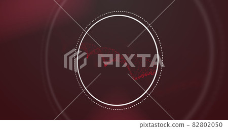 3D DNA structure forming over circles against red background 82802050
