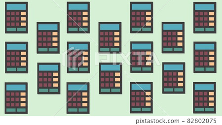 Composition of calculators repeated in rows on pale green background Composition of calculators repeated in rows on pale green background 82802075