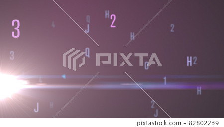 Digital image of random alphabets and numbers moving and changing against purple background Digital image of random alphabets and numbers moving and changing against purple background 82802239