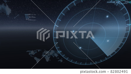 Image of data processing, world maps and statistics recording over universe Image of data processing, world maps and statistics recording over universe 82802491