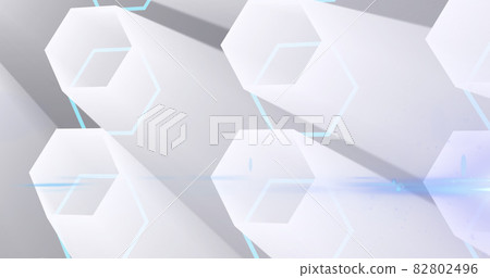 Image of glowing network of 3d white hexagon shapes Image of glowing network of 3d white hexagon shapes 82802496
