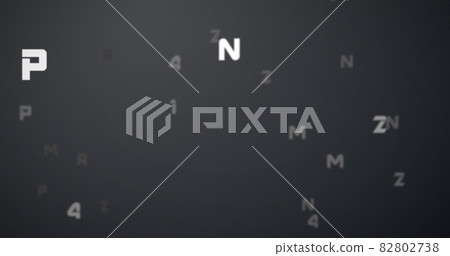 Digital image of random alphabets and numbers moving and changing against grey background Digital image of random alphabets and numbers moving and changing against grey background 82802738