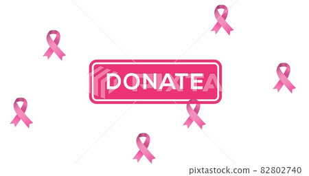 Composition of pink breast cancer ribbons on white background Composition of pink breast cancer ribbons on white background 82802740