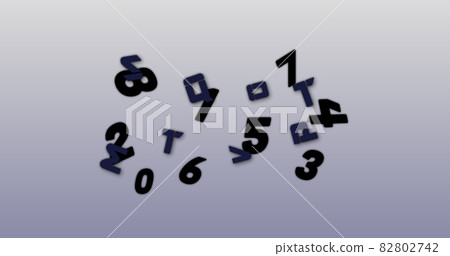 Random numbers and alphabets moving and changing against grey background Random numbers and alphabets moving and changing against grey background 82802742