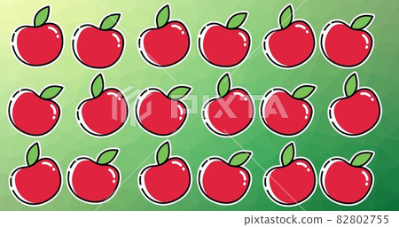 Composition of rows of red apples on green background 82802755