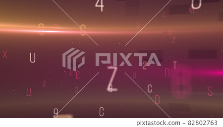 Digital image of alphabets and numbers moving and changing against purple background Digital image of alphabets and numbers moving and changing against purple background 82802763