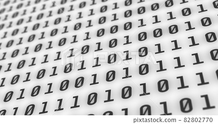 Binary codes with black font color projected on a white screen background 82802770
