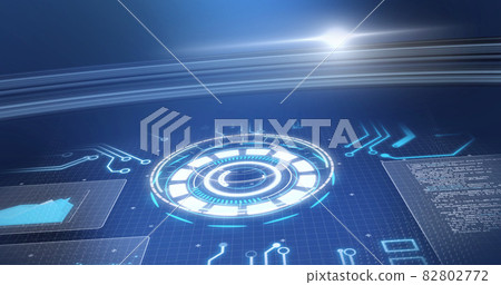 Image of scope scanning and data processing over blue background Image of scope scanning and data processing over blue background 82802772