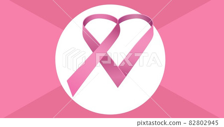 Composition of pink breast cancer ribbon on pink background 82802945