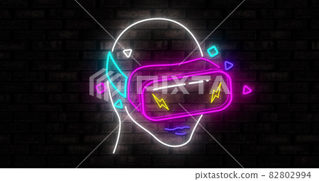 Neon Gaming icons on black background 4k Neon Gaming icons on black background 4k 82802994