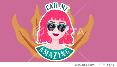 Composition of text call me amazing on pink background 82803325