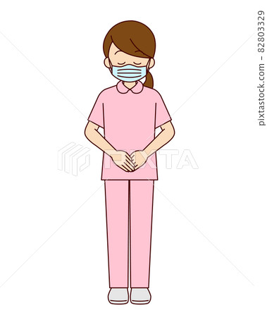 Female nurse bowing (mask) Female nurse bowing (mask) 82803329