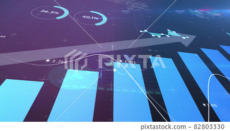 Image of blue crosses over data processing on graphs, and financial interface Image of blue crosses over data processing on graphs, and financial interface 82803330