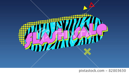 Flash sale pink graphic on blue zebra striped capsule shape against dark grey background 4k Flash sale pink graphic on blue zebra striped capsule shape against dark grey background 4k 82803630