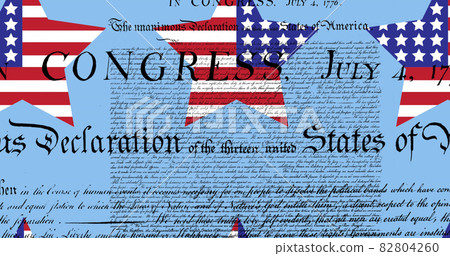 Image of american flag stars and blue layer over american constitution text 82804260